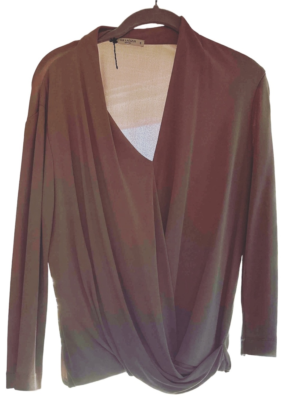 MM LaFleur Draped Wrap-Front Long-Sleeve Top